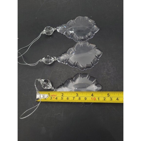 Lot of 8 Clear Acrylic Christmas Ornaments Diamond Silver Hanging Thread Variety - Picture 7 of 8